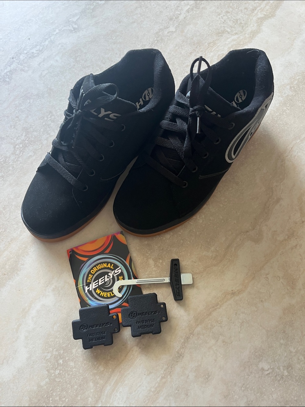 NWOB Heelys Black Skate Sneakers with White Logo Accents